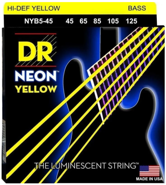 DR Strings NYB5-45 HiDef Neon Yellow Saiten, 45-125